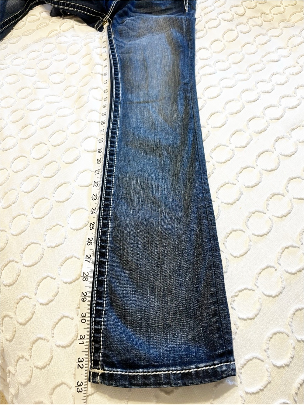 Miss Me Signature Straight Jeans Rhinestones Crosses Flap Pockets Low Rise 27 - Picture 10 of 11